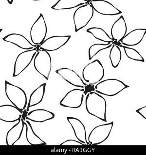 Seamless flower pattern. Fruit trees flowers background. Abstract spring garden. Vector illustration Stock Vector