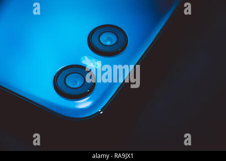 Double lens camera in smarphone, macro photography Stock Photo
