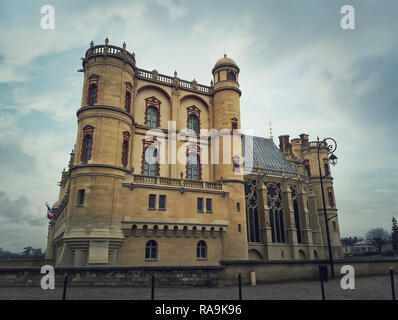 Detail facade of the architectural building of the castle of Saint Germain en Lay, residence of the kings of France, became the National Archeology Mu Stock Photo