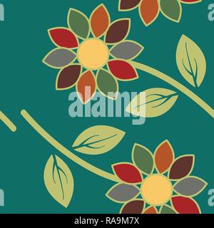 Abstract textile colorful flowers seamless pattern background Easily editable vector image Stock Vector