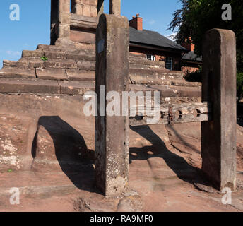 Stocks at The Cross in the village of Lymm, Cheshire, England, UK. Stock Photo