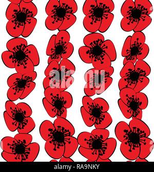 Red poppies Easily editable vector image abstract vector eps 10 handmade Stock Vector