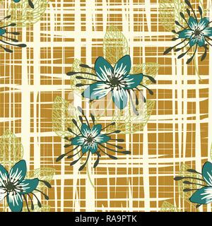 Seamless pattern with fantasy flowers, floral decoration curl illustration. Paisley print hand drawn elements. Home decor. Vector eps 10. Stock Vector