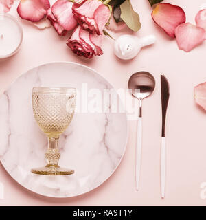 Romantic table setting. decorations for serving festive table. Stock Photo