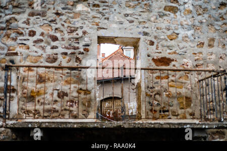 Old Balcony in the Lent District in Maribor, Slovenia Stock Photo