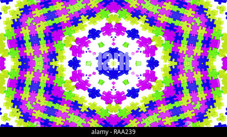 Abstract Puzzles Concept Symmetric Pattern Ornamental Decorative Kaleidoscope Movement Geometric Circle and Star Shapes Stock Photo