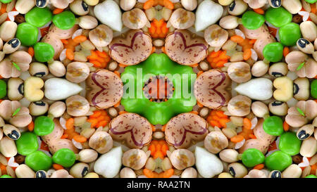 Abstract Vegetable Food Concept Symmetric Pattern Ornamental Decorative Kaleidoscope Movement Geometric Circle and Star Shapes Stock Photo