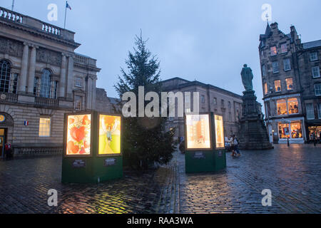 Winter Windows, Edinburgh Christmas Stock Photo
