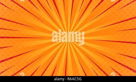 Comics rays background with red ray effect. Vector colorful backdrop illustrations - Vettoriale Stock Vector