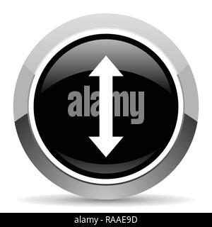 Arrow vector steel icon. Chrome border round web button. Silver metallic pushbutton. Stock Vector
