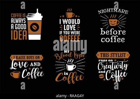 Coffee Quote and Saying. big set of coffee quote Stock Vector
