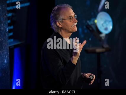 New Horizons co-investigator John Spencer during the press conference prior to the expected flyby of Ultima Thule by the spacecraft at Johns Hopkins University Applied Physics Laboratory December 31, 2018 in Laurel, Maryland. The flyby by the space probe occurred 6.5bn km (4bn miles) away, making it the most distant ever exploration of an object in our Solar System. Stock Photo
