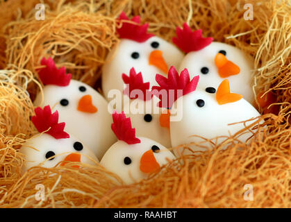 Easter chicken nest marzipan art Stock Photo