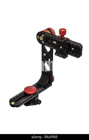 panoramic head for a tripod for the making of virtual tours and full seamless 360 degrees angle panoramas without parallax and distortion isolated on  Stock Photo