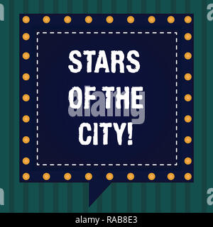 Handwriting text Stars Of The City. Concept meaning Sparkling night in the cities brilliant illuminated Square Speech Bubbles Inside Another with Brok Stock Photo