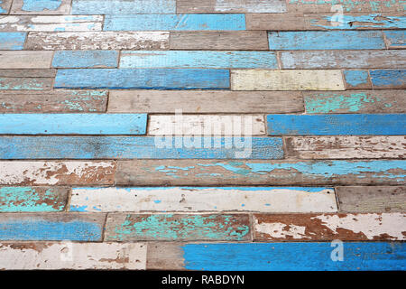 background and texture of decorative detail old colorful wood stripe on surface wall Stock Photo