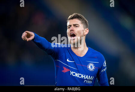London, UK. 02nd Jan, 2019. Jorginho of Chelsea during the Premier League match between Chelsea and Southampton at Stamford Bridge, London, England on 2 January 2019. Photo by Andy Rowland. Credit: Andrew Rowland/Alamy Live News Stock Photo