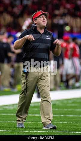 New Orleans LA U.S. 01st Jan, 2019. A. Georgia head coach Kirby Smart on the field during the NCAA Allstate Sugar Bowl football game between Texas Longhorns and the Georgia Bulldogs 21-28 lost at Mercedes-Benz Superdome New Orleans, LA. Thurman James/CSM/Alamy Live News Stock Photo