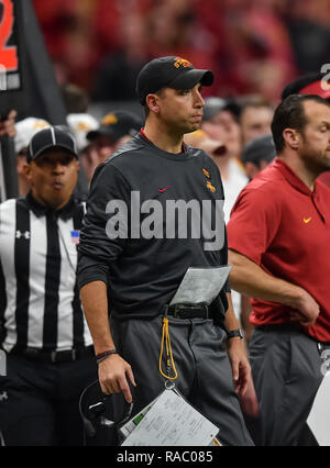 Iowa State coach Matt Campbell watches his team warm up before an NCAA ...