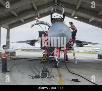 A 67th Aircraft Maintenance Unit avionics system journeyman marshals a ...