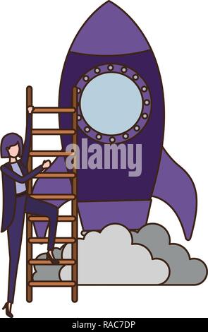 businesswoman with rocket and stair avatar character Stock Vector Image ...