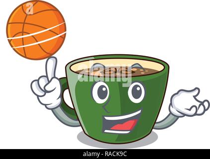 With basketball indian masala tea in cartoon glas Stock Vector