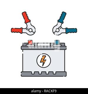 Car battery. Flat abstract icon. Vector illustration. Electrical power generator. Stock Vector