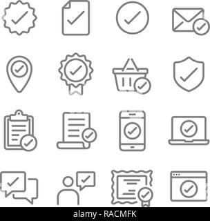 Approve Vector Line Icon Set. Contains such Icons as Certificate, Report, Checklist, email and more. Expanded Stroke Stock Vector