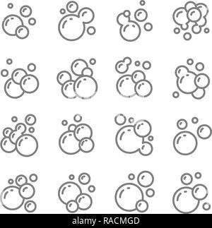 Soap Foam Bubbles Vector line Icon Set. Stock Vector