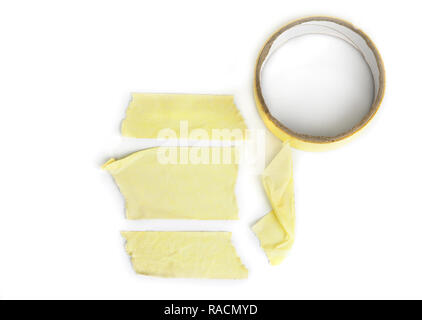 Pieces of masking tape on a white Stock Photo