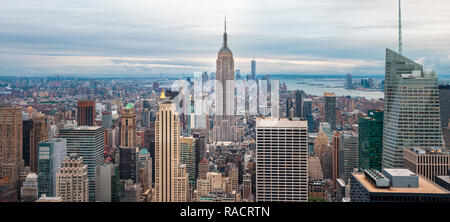 Lower Manhattan skyline from Top of The Rock, Empire State Building, New York, United States of America, North America Stock Photo