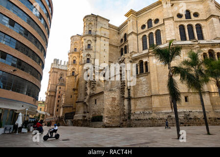 Malaga Cathedral, Santa Iglesia Catedral Basílica de la Encarnación, Lateral view, Malaga, Andalucia, Spain. Stock Photo