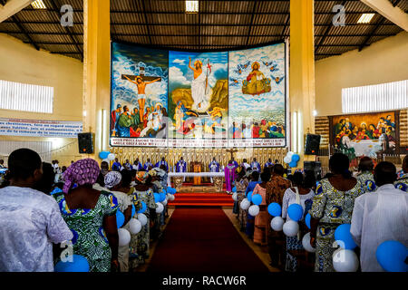 Celebration for the 20th anniversary of Radio Maria in Cristo Risorto de Hedzranawoe Catholic parish church, Lome, Togo, West Africa, Africa Stock Photo