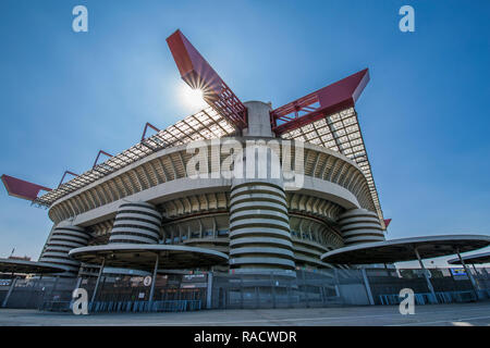 View of San Siro Stadium on a sunny day, Milan, Lombardy, Italy, Europe Stock Photo