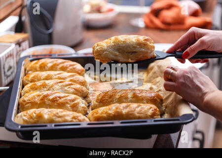 Deer wellingtons on a tray, ready to serve Stock Photo