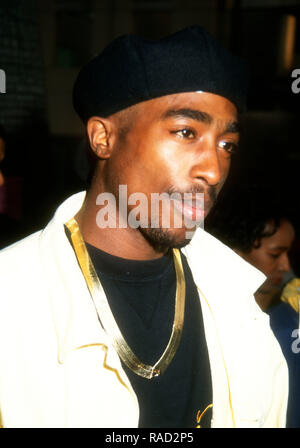 BEVERLY HILLS, CA - JULY 21: Rapper Tupac Shakur attends Columbia Pictures' 'Poetic Justice' Premiere on July 21, 1993 at the Samuel Goldwyn Theatre in Beverly Hills, California. Photo by Barry King/Alamy Stock Photo Stock Photo