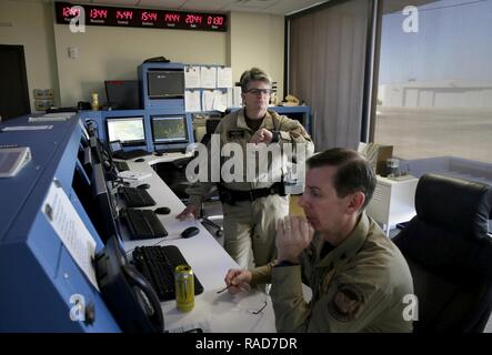 Air interdiction agents with the U.S. Customs and Border Protection Air and Marine Operations manage flight ops as they prepare for providing security for Super Bowl 51 at the Houston Air Unit in Conroe, Texas, Jan. 30, 2017. U.S. Customs and Border Protection Stock Photo