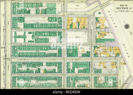 Plate 152: Bounded by W. 139th Street, Fifth Avenue, E. 138th Street, Harlem River Madison Avenue, E. 135th Street reimagined Stock Photo