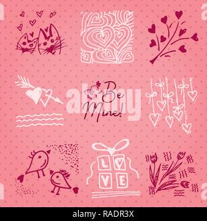 Valentines day card or invitation whit motivation text Be Mine. Wedding concept Greeting card, poster, banner, design element. Love pink background. V Stock Vector