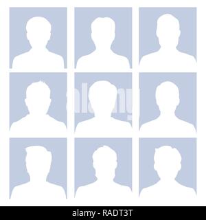Male avatar human empty faces people bust character, Flat design - vector illustration Stock Vector