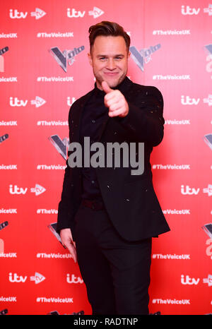 Olly Murs attending the Voice UK launch at the W Hotel, London. Stock Photo