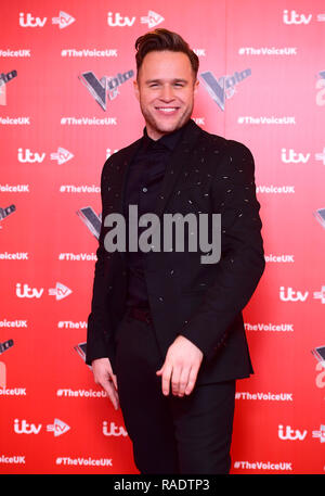 Olly Murs attending the Voice UK launch at the W Hotel, London. Stock Photo