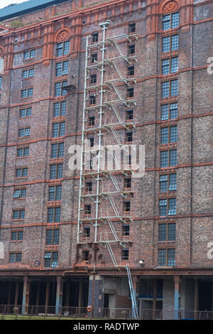 Derelict Victorian tobacco warehouse at the disused Stanley Dock on the Liverpool waterfront UK Stock Photo