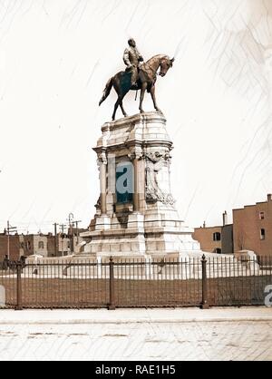 Robert E. Lee monument, Richmond, Va, Lee, Robert E., (Robert Edward), 1807-1870, Statues, Sculpture, Monuments reimagined Stock Photo