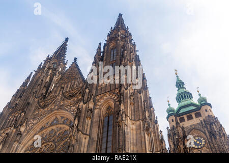 A view to front facade of St. Vitus Cathedral Stock Photo