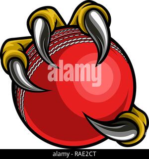 Eagle Bird Monster Claw Holding Cricket Ball Stock Vector