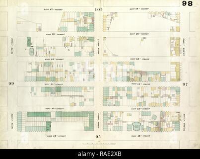 Plate 98: Map bounded by West 47th Street, Eighth Avenue, West 42nd Street, Tenth Avenue. 1857, 1862, Perris and reimagined Stock Photo