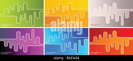 Six options of a colorful abstract design vector background with wave shapes and gradient effect. Stock Vector
