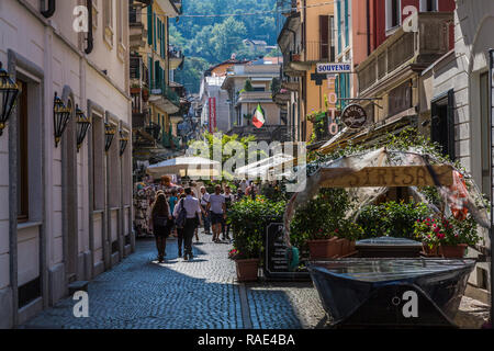 View of busy street in Stresa, Lago Maggiore, Piedmont, Italian Lakes, Italy, Europe Stock Photo