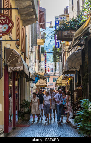 View of busy street in Stresa, Lago Maggiore, Piedmont, Italian Lakes, Italy, Europe Stock Photo